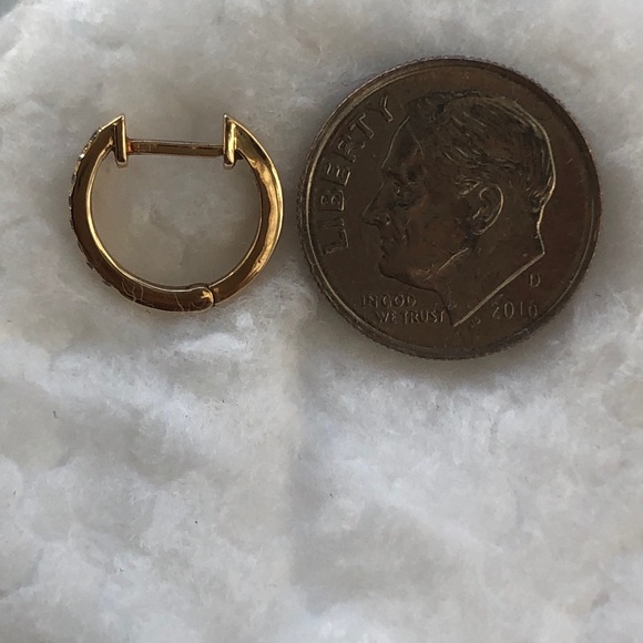 Diamond Huggie Earrings 14k 🤍SALE🤍 - Picture 7 of 9